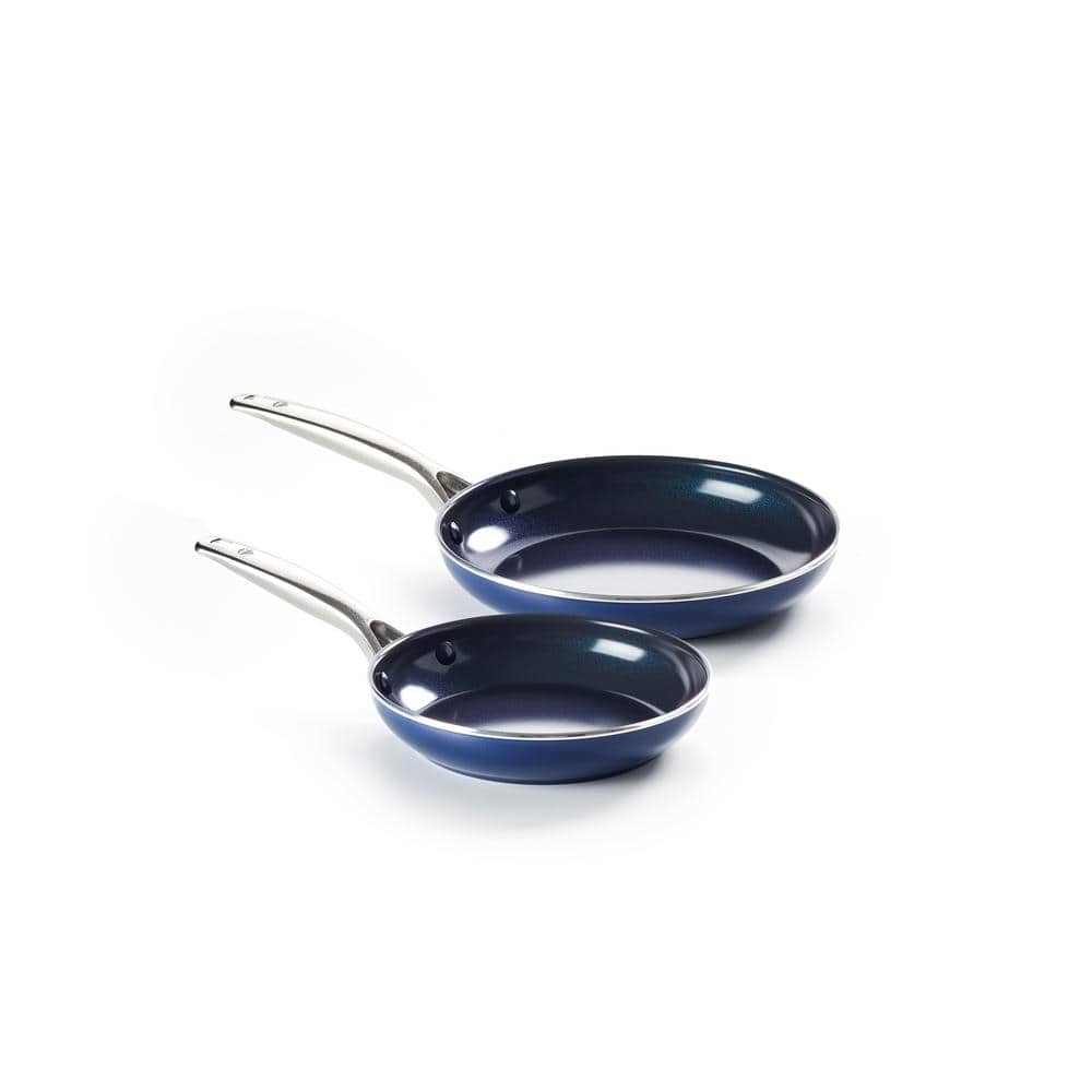 2-Piece Aluminum Ceramic Nonstick Frying Pan Set in Blue - Hercitys
