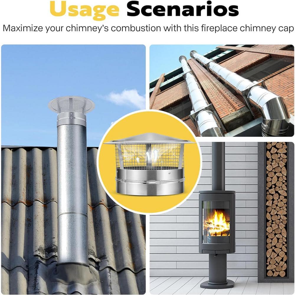 12 in. x 12 in. Round Adjustable Galvanized Steel Cone Top Chimney Cap - Hercitys