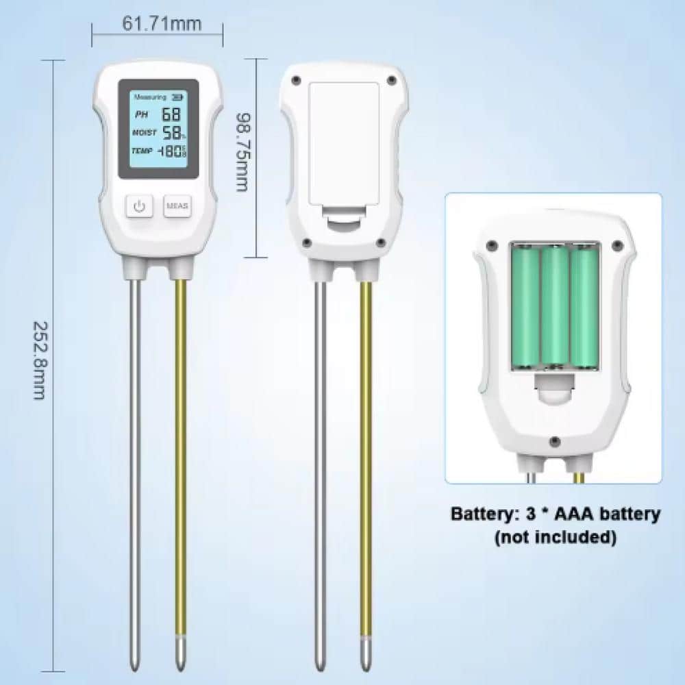 3-in-1 Soil Tester LCD Screen Soil Thermometer PH Temperature Humidity Meter Flower Plant Potted Planting Soil Tester - Hercitys