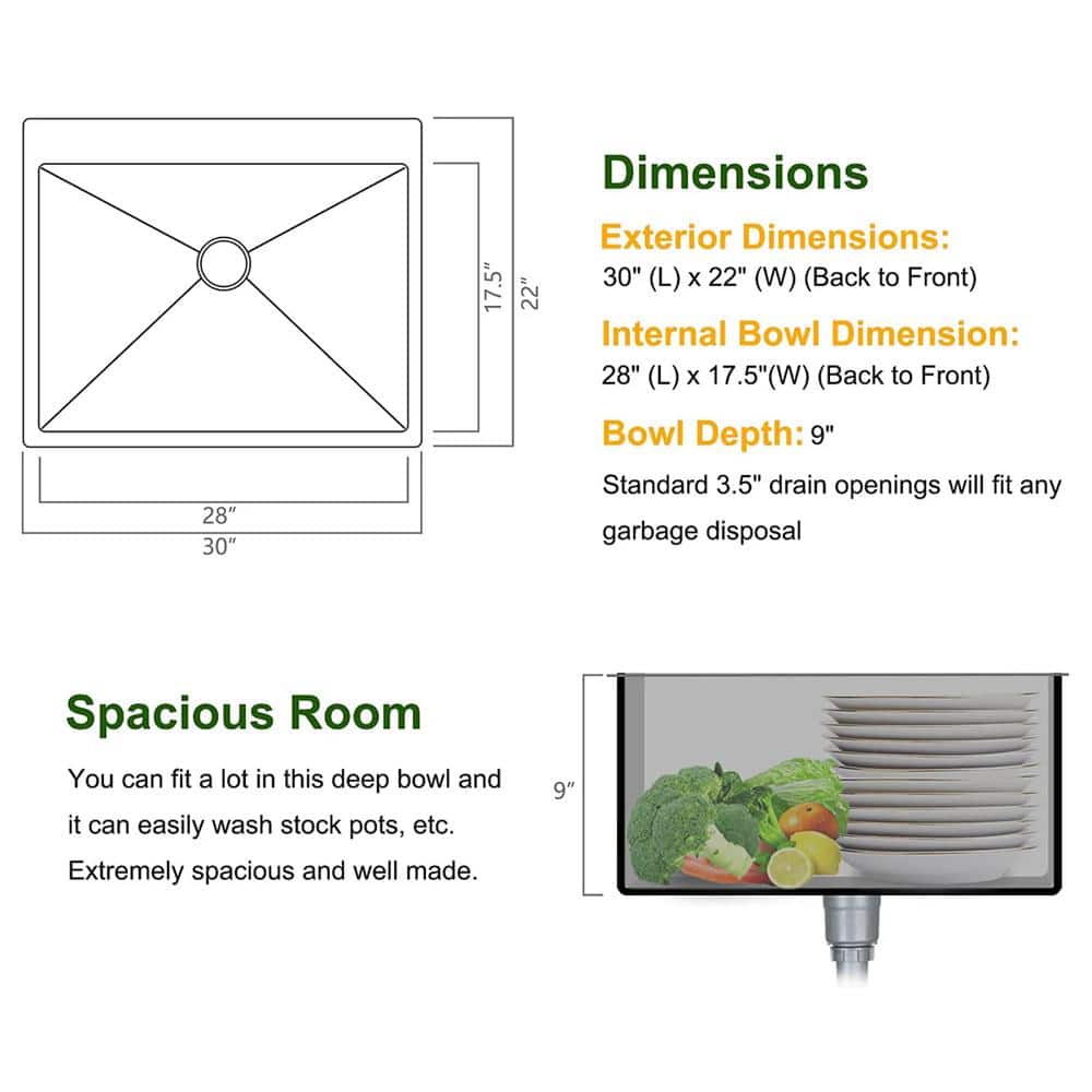 30 in. Drop-In Single Bowl Stainless Steel Kitchen Sink - Hercitys