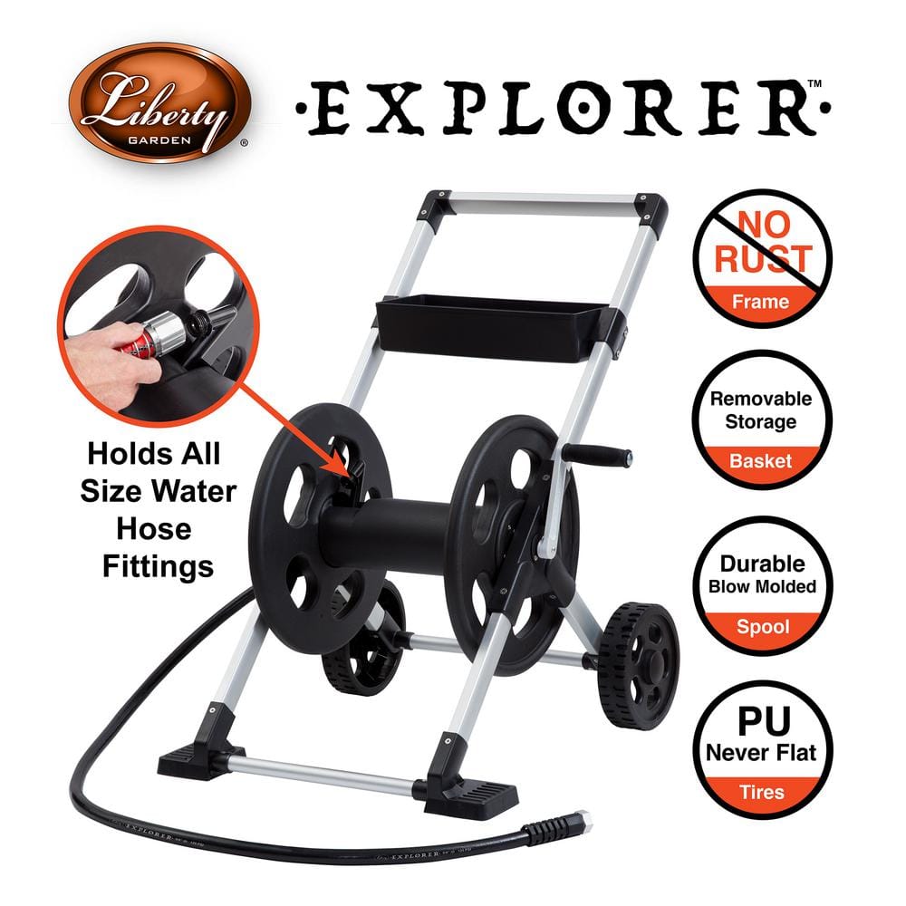 250 ft. Silver Aluminum 2 Wheel Hose Cart Garden Hose Reel - Hercitys