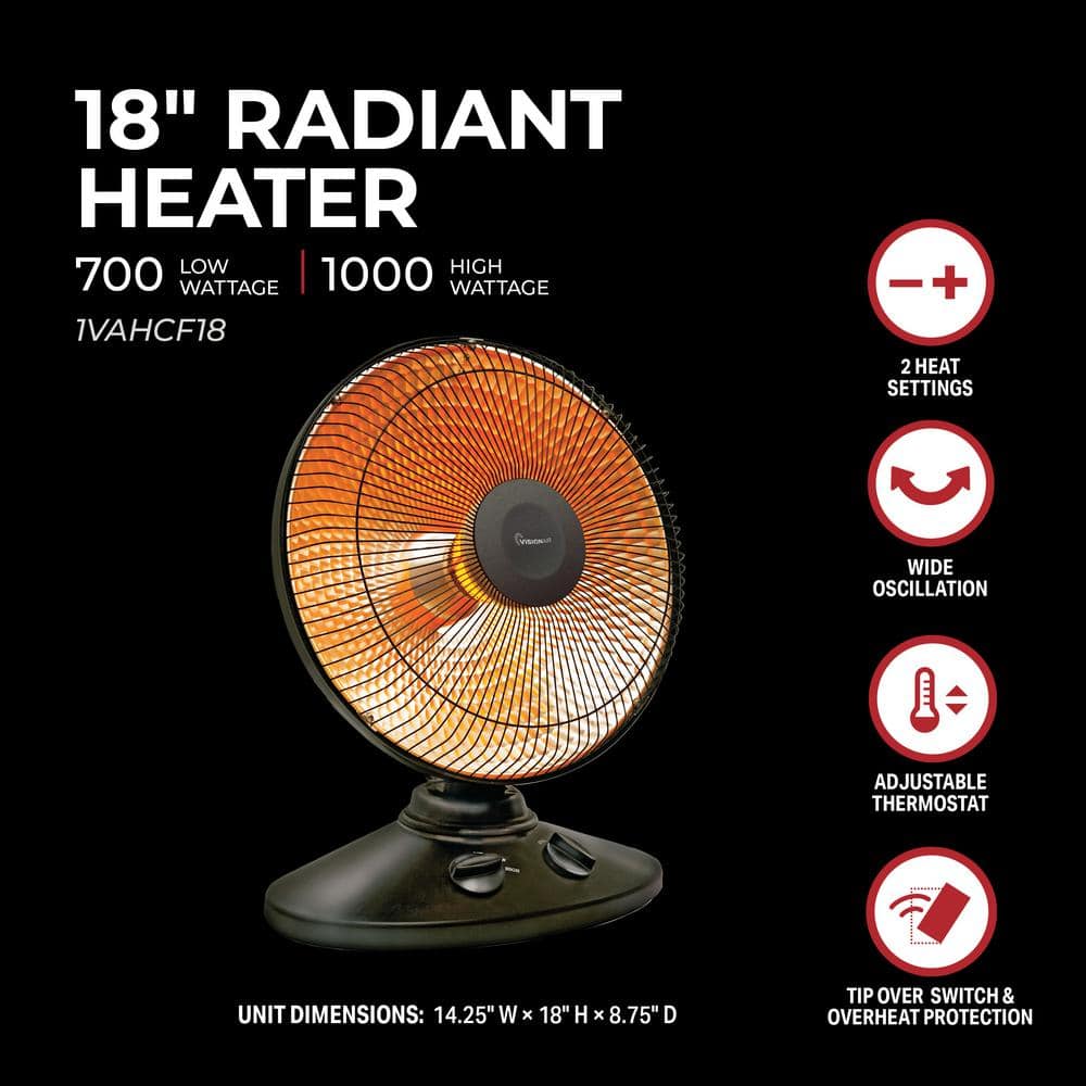 18 in. 1000/700-Watt Radiant Dish Heater - Hercitys
