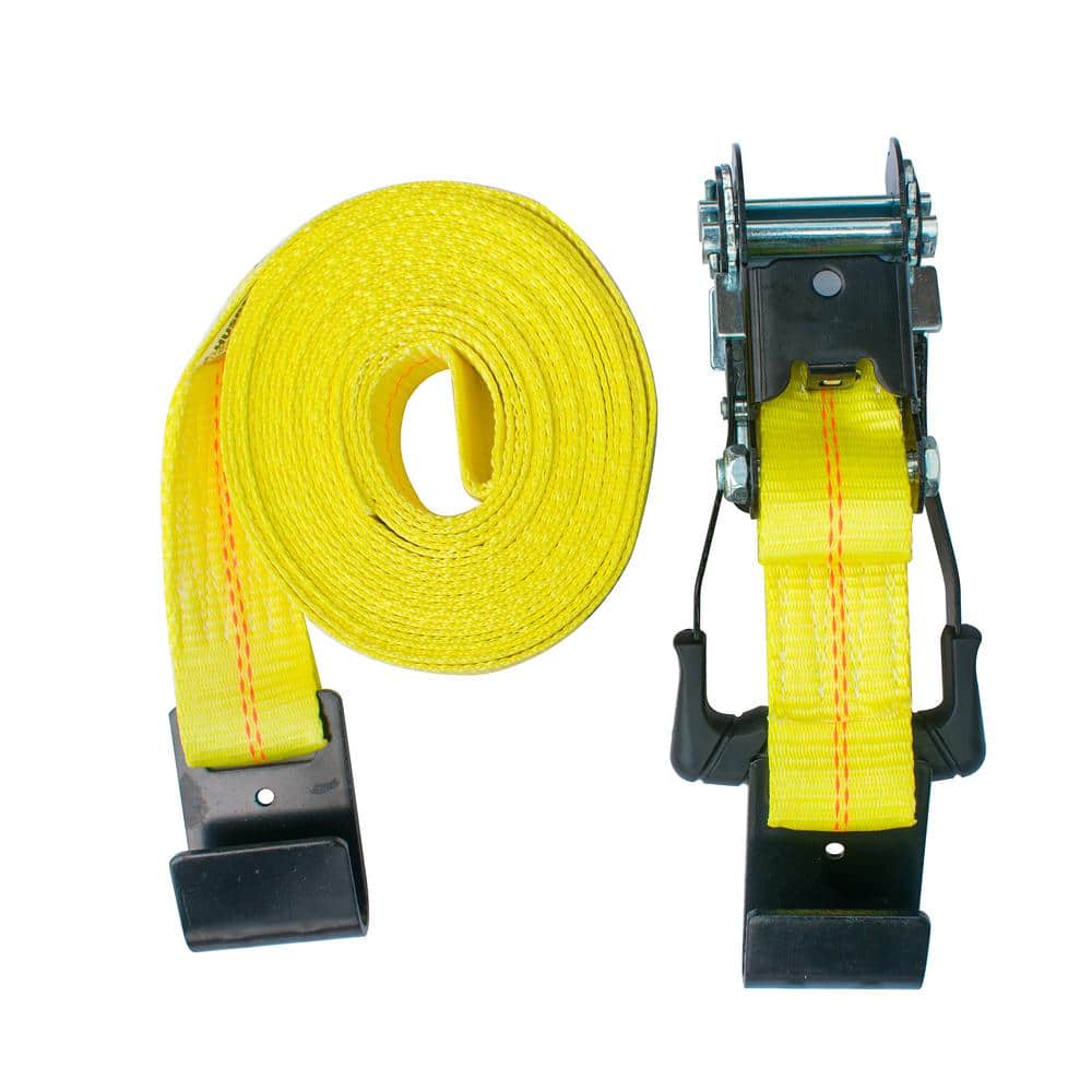 2 in. x 27 ft. Heavy-Duty Ratchet Tie-Down Strap with Flat Hooks - Hercitys