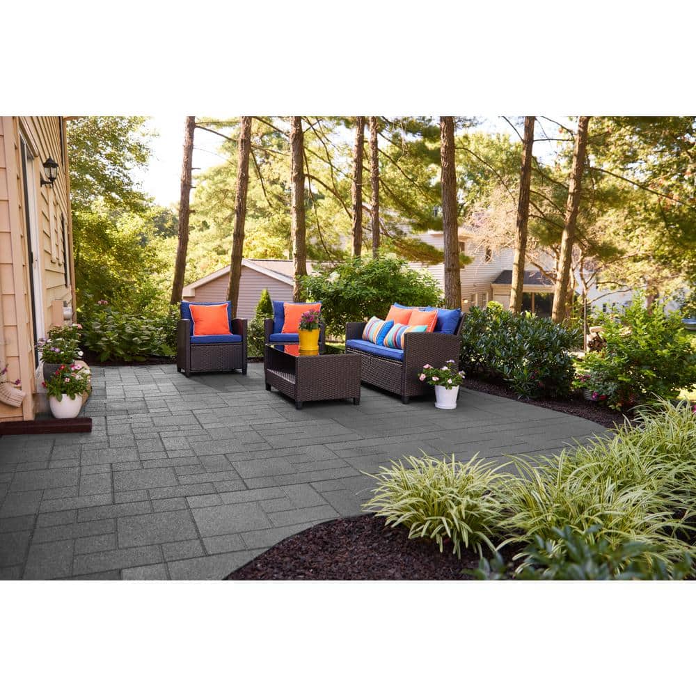 24 in. x 24 in. x 5/8 in. Dark Gray Dual-Sided Rubber Paver (4-Pack) - Hercitys