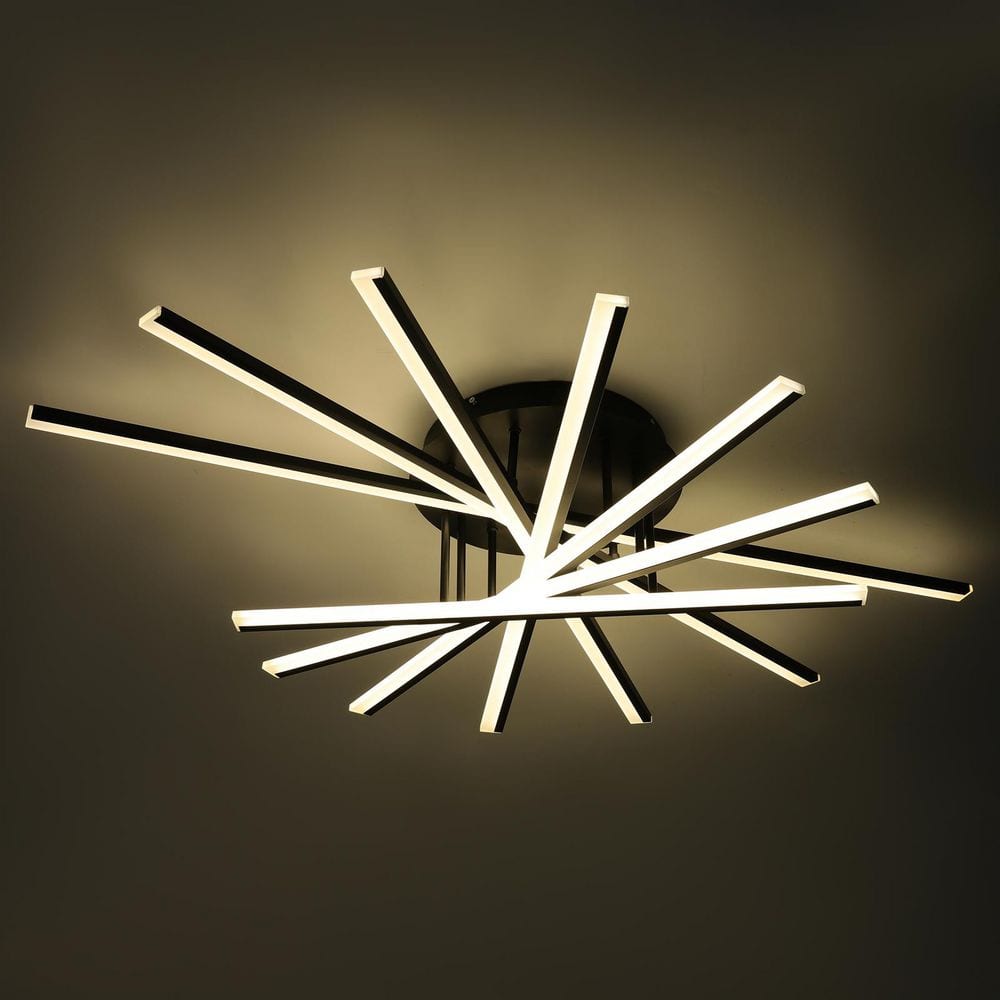 42.5 in. 7-Light Black Integrated LED Modern Creative Flush Mount Ceiling Lamp - Hercitys