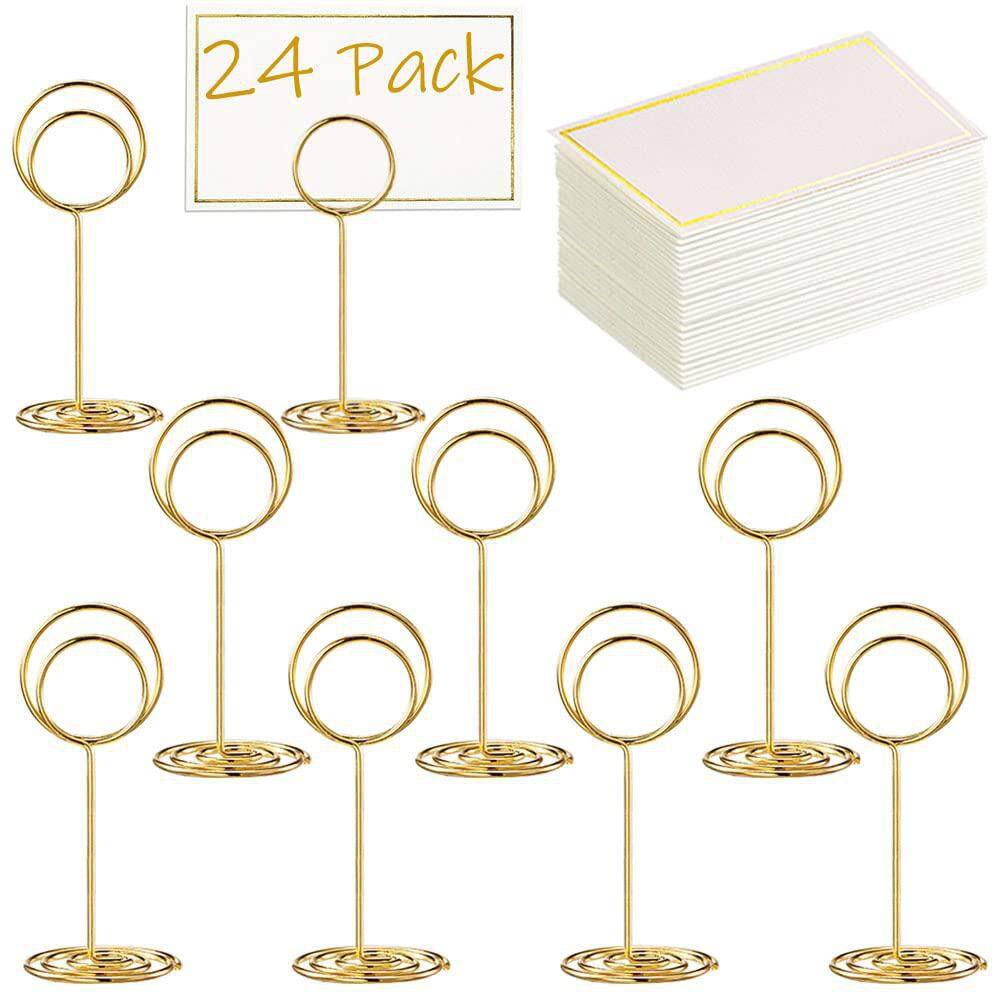 1.2 in. W x 2 in. H Gold Solid Metal Card Holders (Set of 24) - Hercitys