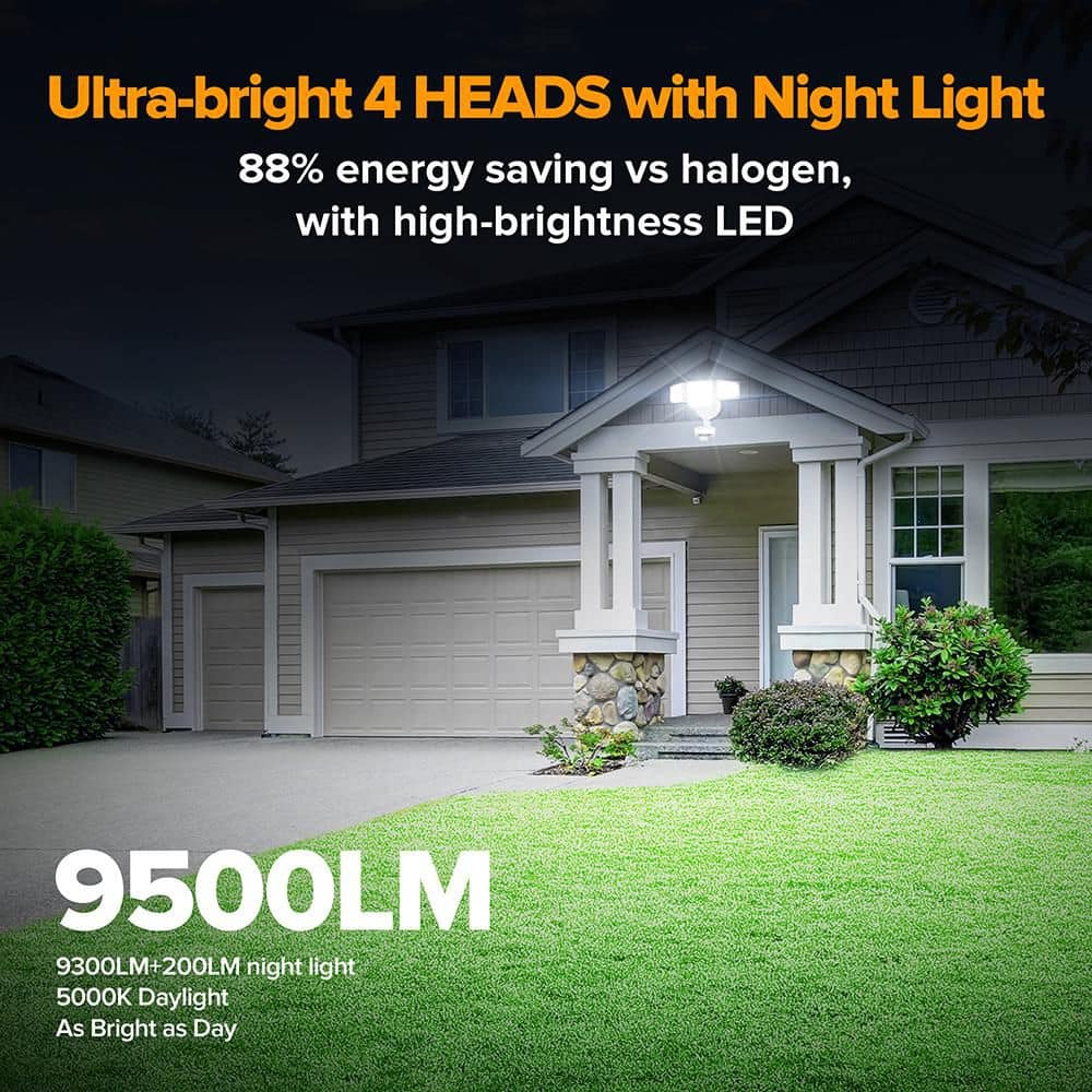 425-Watt equivalent 8000 Lumen 180° White Motion Sensing Dusk to Dawn Integrated LED Flood Light - Hercitys