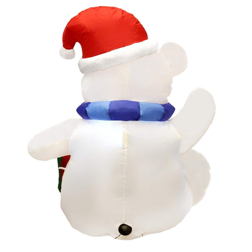 4 ft. Tall x 2 ft. W, White, Blue, Green and Red Plastic Waving Polar Bear Inflatable - Hercitys