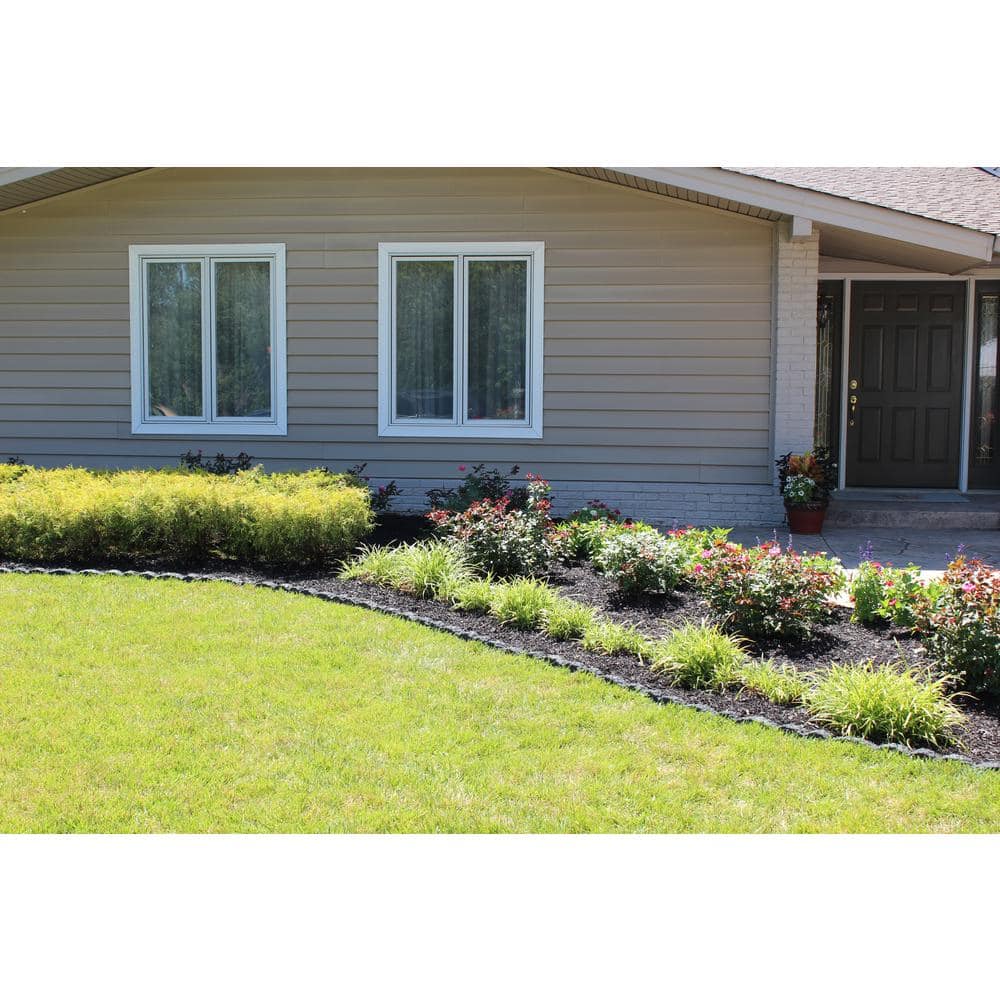 48 in. x 2 in. x 3 in. Gray Scallop Rubber Landscape Edging (4-Pack) - Hercitys