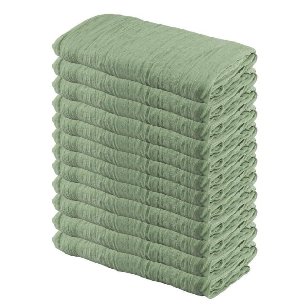 35 in. W x 120 in. L Dusty Sage Green Solid Boho Gauze Polyester Cheesecloth Table Runner for Wedding (Set of 12) - Hercitys