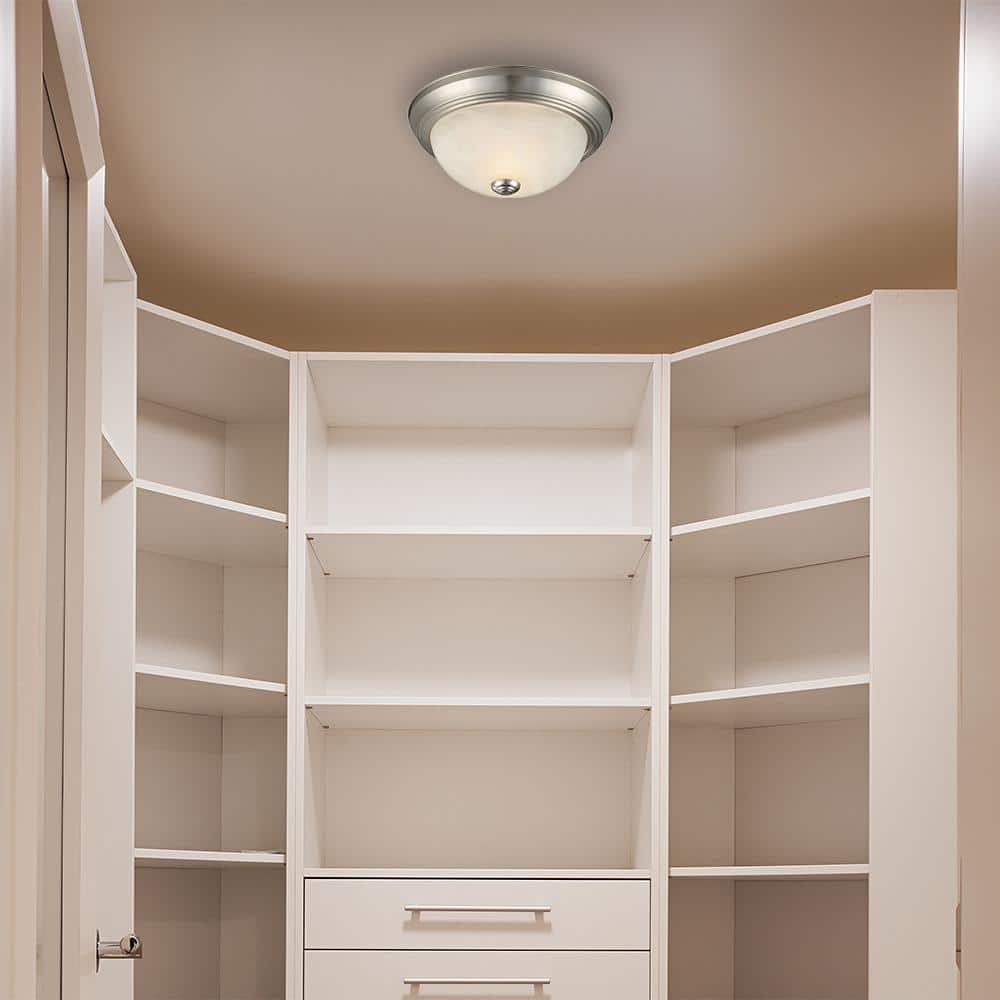 11-1/4 in. 2-Light Satin Nickel Flush Mount (2-Pack) - Hercitys