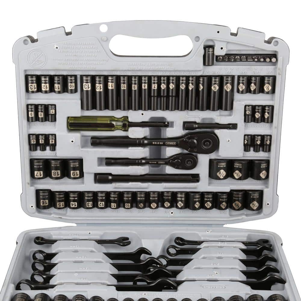 22 in. Cantilever Mobile Tool Box and 1/4 in. and 3/8 in. Drive Black Chrome SAE and Metric Mechanics Tool Set (99 Pc) - Hercitys