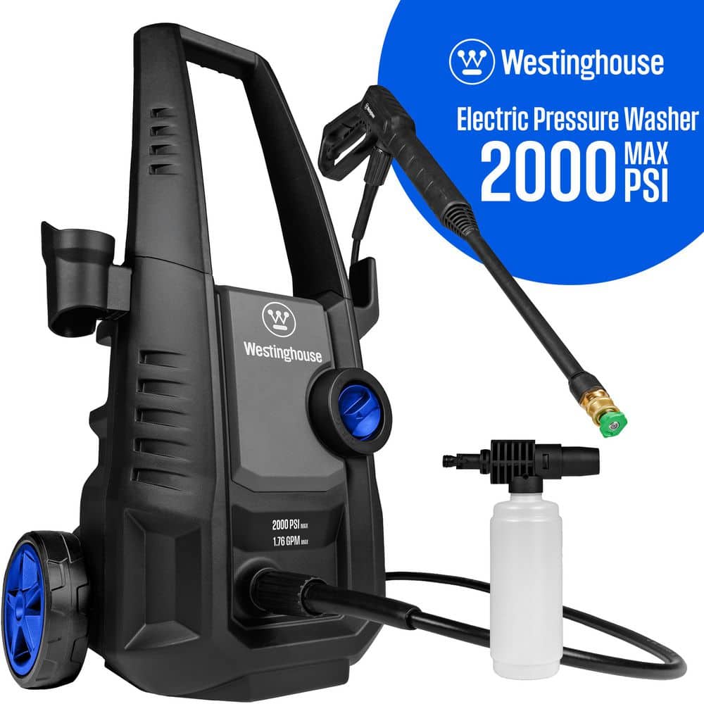 2000 PSI 1.76 GPM Cold Water Electric Powered Pressure Washer with Anti-Tipping Technology and 2 Quick Connect Tips - Hercitys