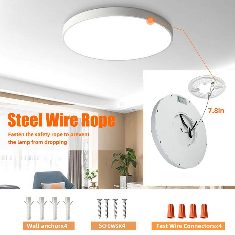 12 in. 28-Watt Dimmable White Integrated LED 3600 Lumens Round Flat Panel Ceiling Flush Mount with 3CCT Adjustable 2Pack - Hercitys