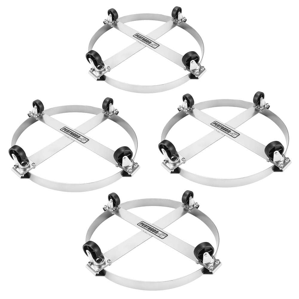 55 Gal. Metal Wheeled Heavy Duty Drum Dolly (4-Pack) - Hercitys