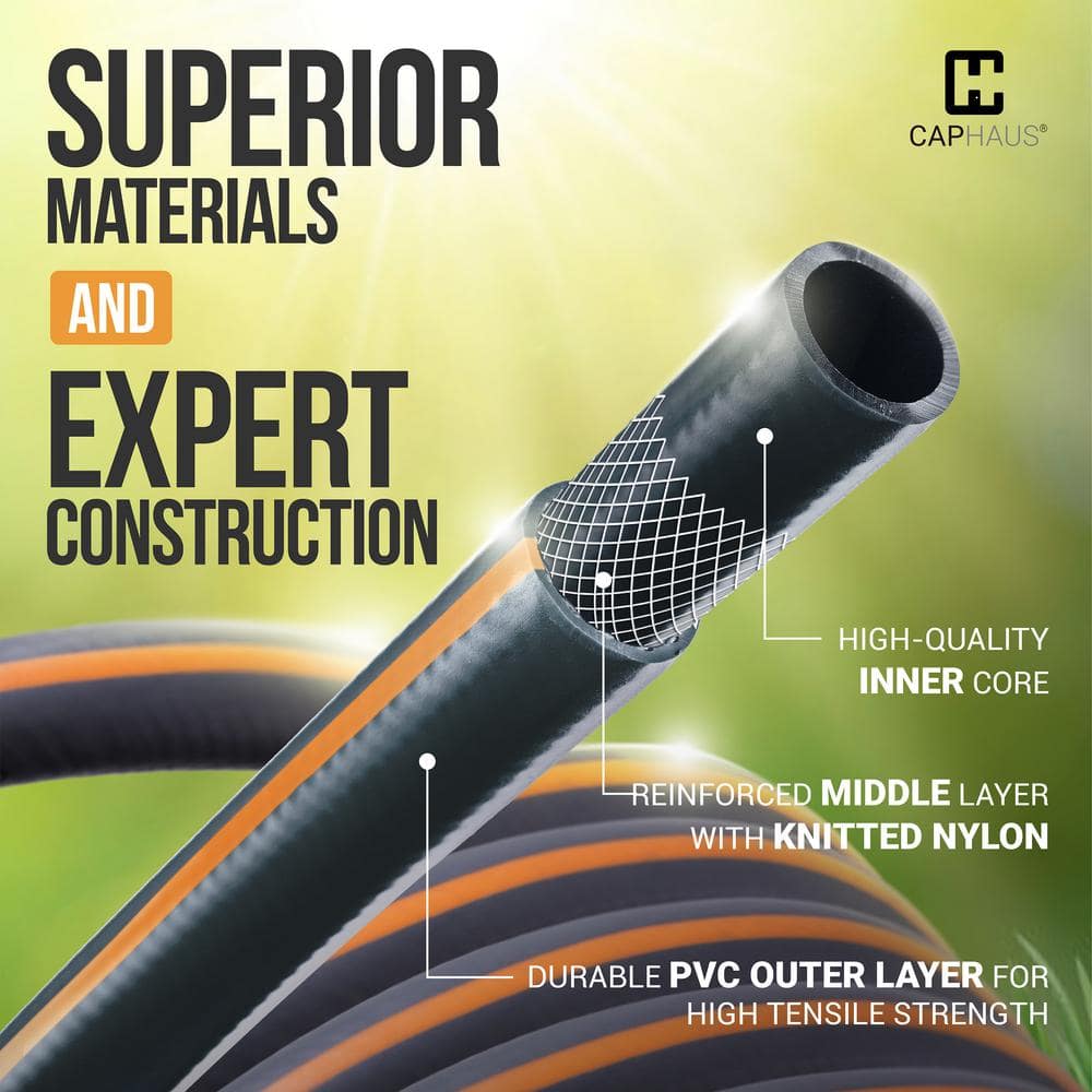 5/8 in. Dia. x 100 ft. Garden Hose with 3/4 in. NH Solid Brass Fittings, Leak-Proof Construction - Hercitys