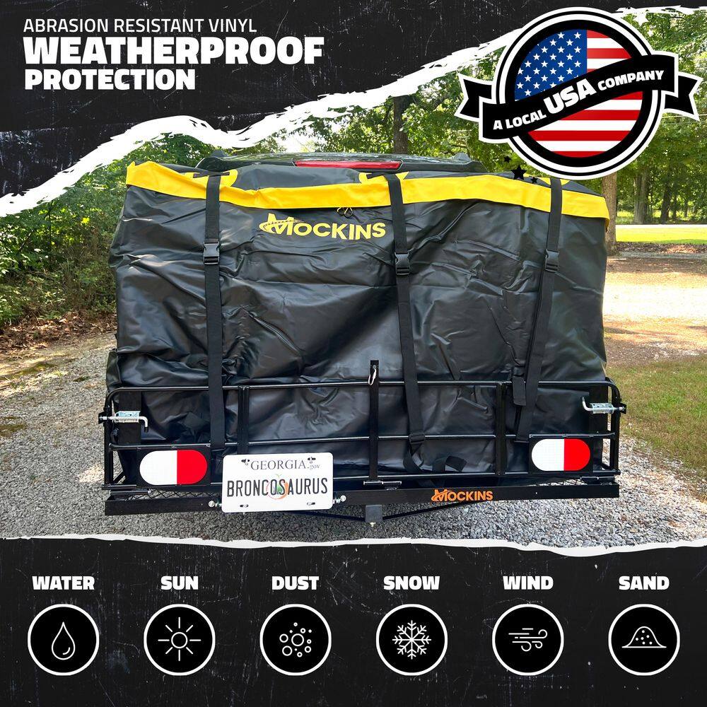 30 cu. ft. Waterproof Cargo Carrier Bag 60 in. x 24 in. x 36 in. Cargo Hitch Bag with Lock Straps and Carry Bag, Yellow - Hercitys