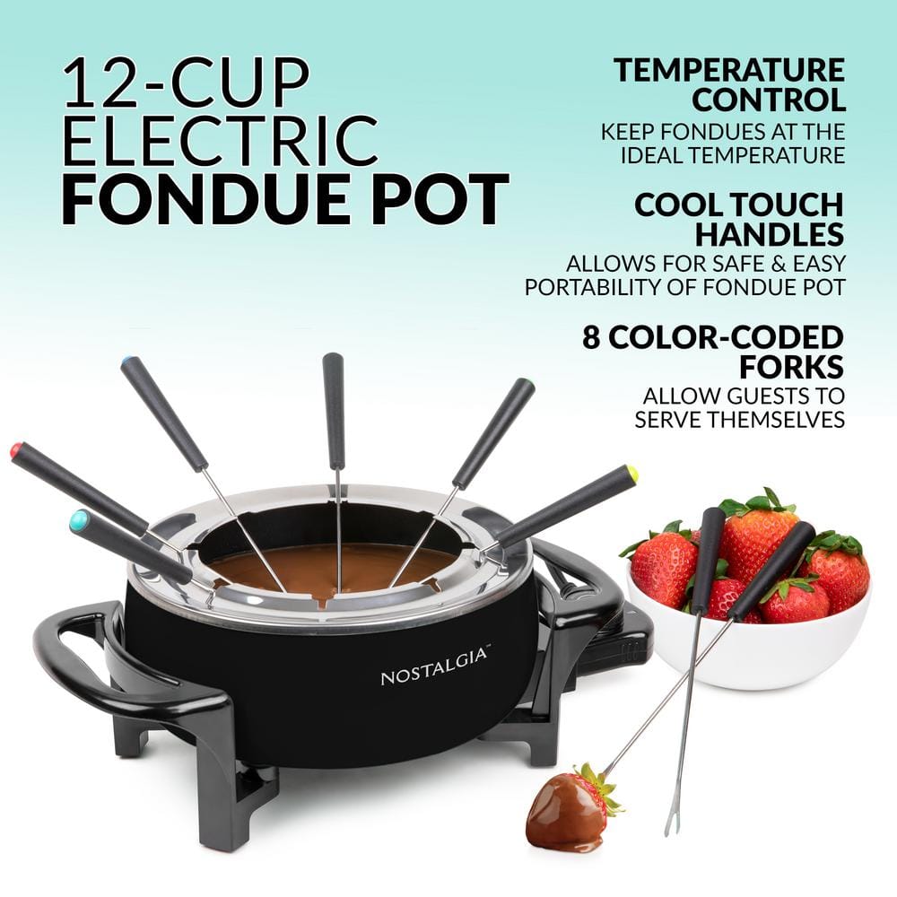 12-Cup Electric Fondue Pot, Black - Hercitys
