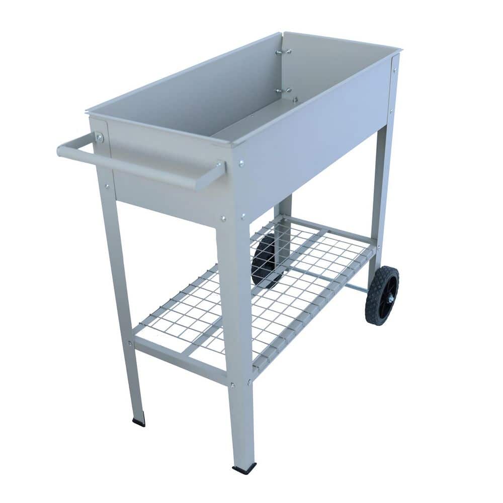 33.66 in. x 17 in. x 31.5 in. Mobile Metal Raised Garden Bed Cart with Legs, Elevated Tall Planter Box with Wheels, Gray - Hercitys