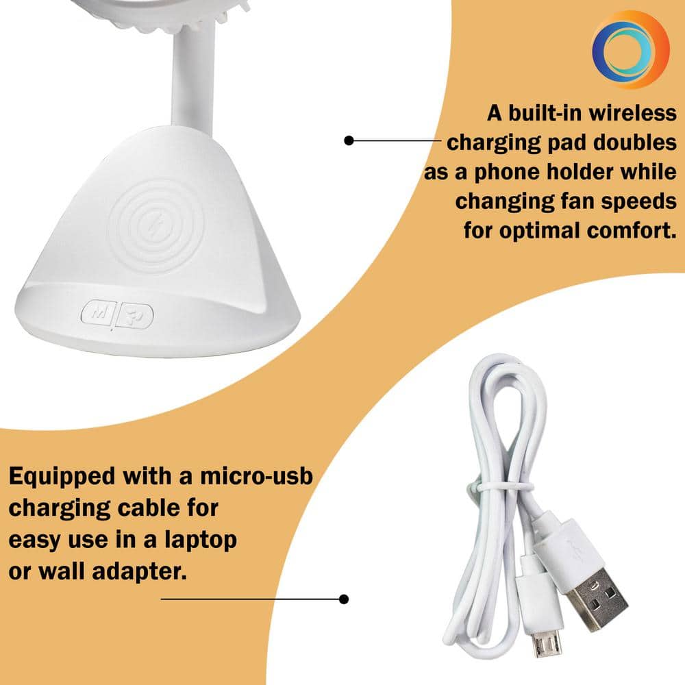 4 in. 3-Speed Personal Fan with Phone Charger - Hercitys