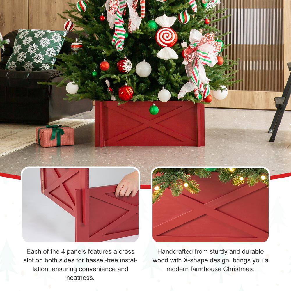 27.5 in. L Red Wooden Tree Collar - Hercitys