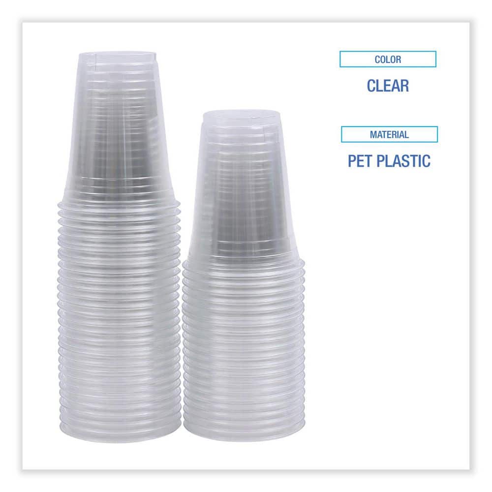 16 oz. Clear Disposable Plastic Cups, Cold Drinks, PET, 20-Cups/Sleeve, 50 Sleeves/Carton - Hercitys