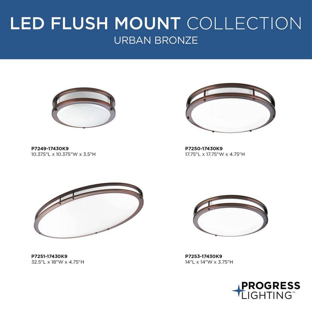 14 in. CTC COMM Collection 23 -Watt Urban Bronze Integrated LED Flush Mount - Hercitys