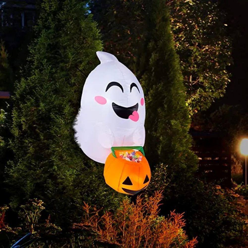4.5 White FT Halloween Inflatable Flying Ghost Made of Polyester - Hercitys