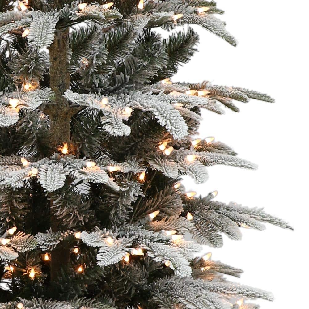 4.5 ft. Prelit Slim Flocked Aspen Fir Artificial Christmas Tree with 200 Lights - Hercitys
