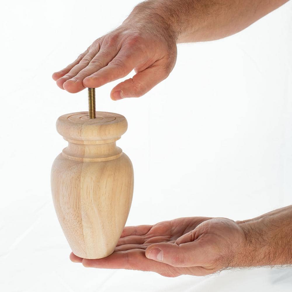 5-1/2 in. x 3-1/4 in. Unfinished Solid Hardwood Round Bun Foot (4-Pack) - Hercitys