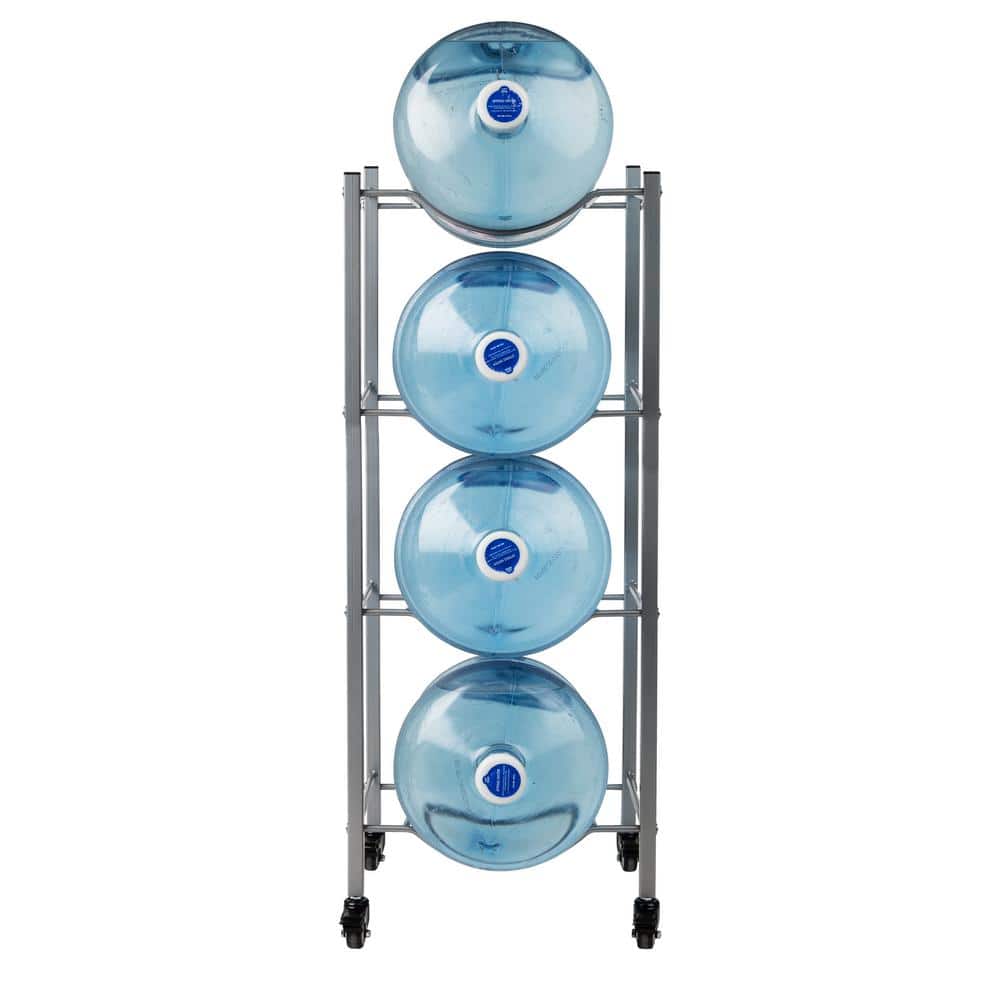16.5 in. L x 13.75 in. W x 41 in. H 5 Gallon Water Jug Stand, Water Bottle Holder, Water Cooler Stand with Wheels Silver - Hercitys