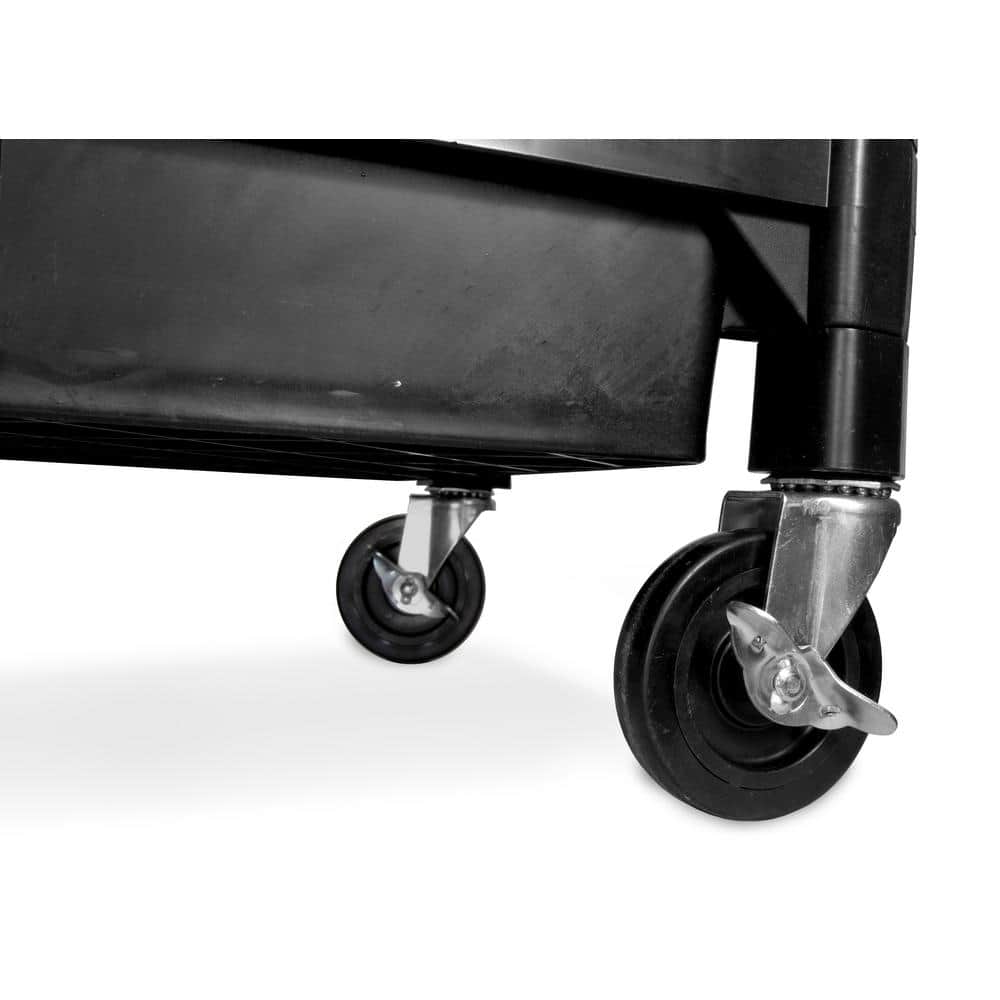 300 lbs. Capacity 32 in. x 18.5 in. Triple Decker Service 3-Tray and Utility Cart - Hercitys