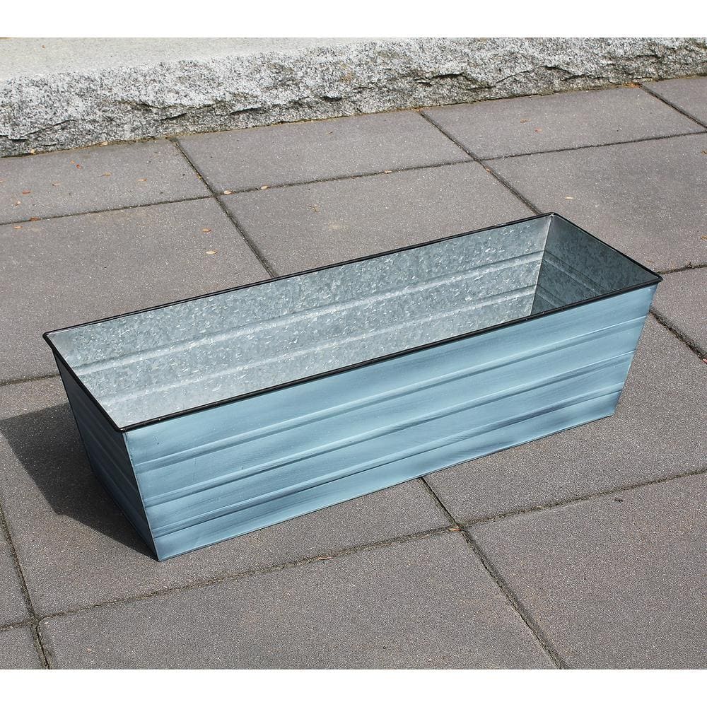 35.25 in. W Nantucket Blue Large Galvanized Steel Flower Box Planter - Hercitys