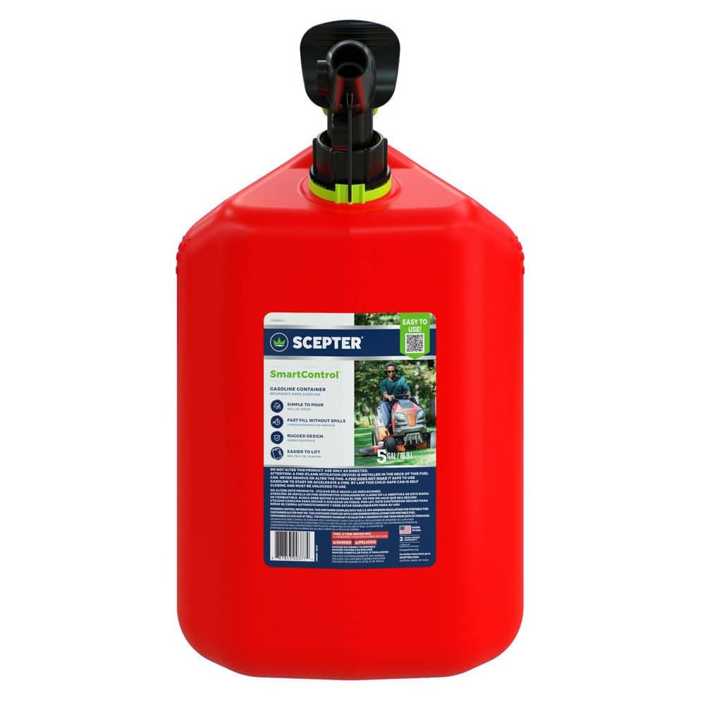 5 Gal. Smart Control Gas Can with Rear Handle, Red Fuel Container - Hercitys