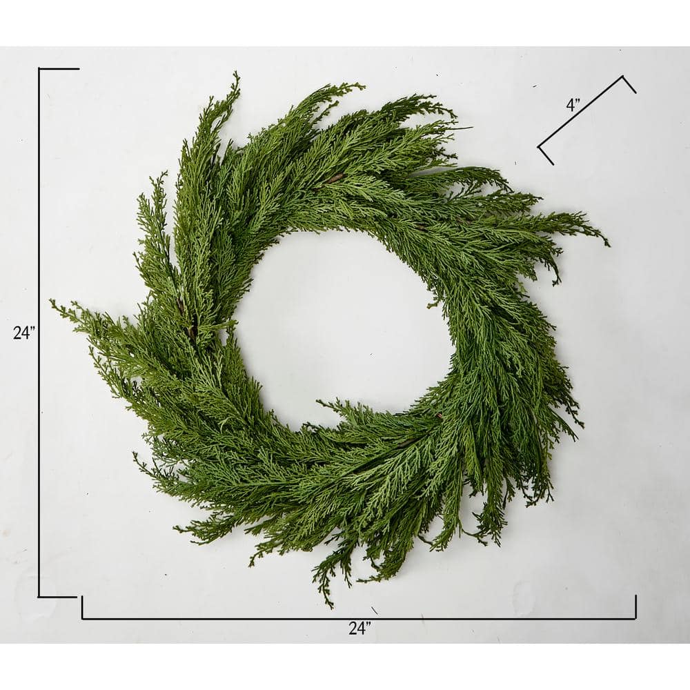 24 in. Artificial Cedar Wreath - Hercitys