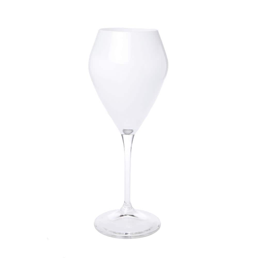 14 oz. – Set of 6 V-Shaped Wine Glasses White with Clear Stem - Hercitys
