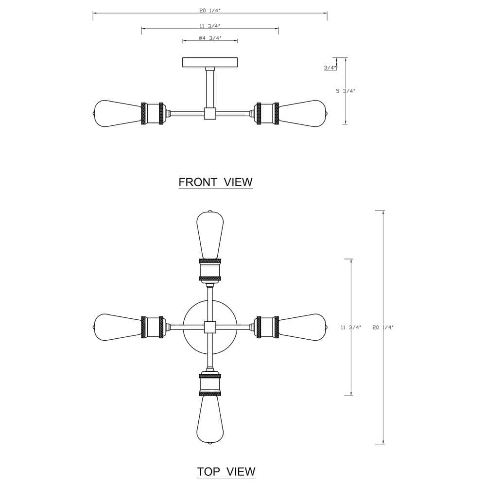 4-Light Polished Nickel Sputnik Semi-Flush Mount - Hercitys