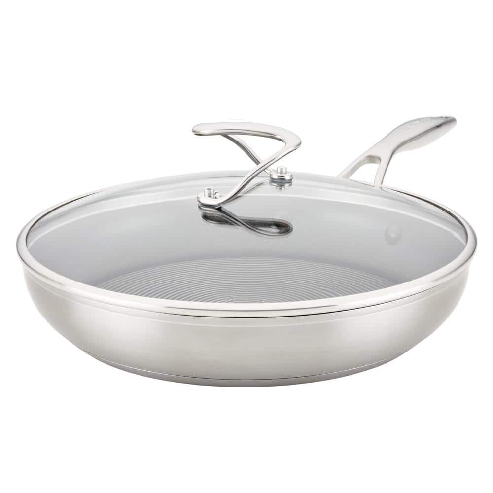 12 in. Stainless Steel Frying Pan with Lid - Hercitys