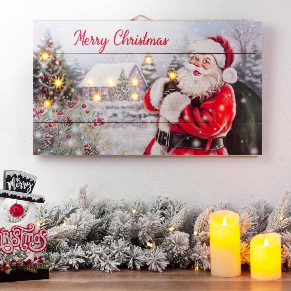 24 in. H Wooden Santa Wall Decor Lighted - Hercitys