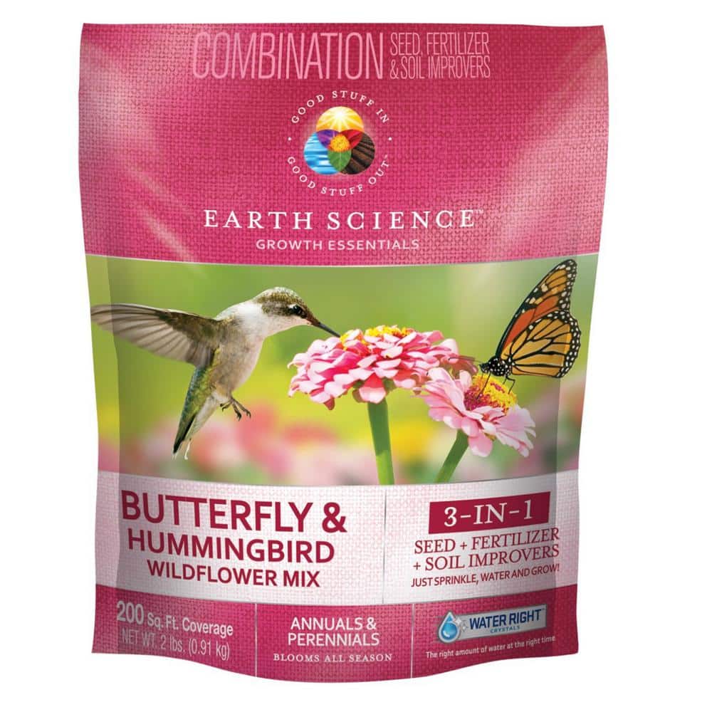2 lbs. Butterfly and Hummingbird All-In-One Wild Flower Mix with Seed, Plant Food and Soil Conditioners - Hercitys