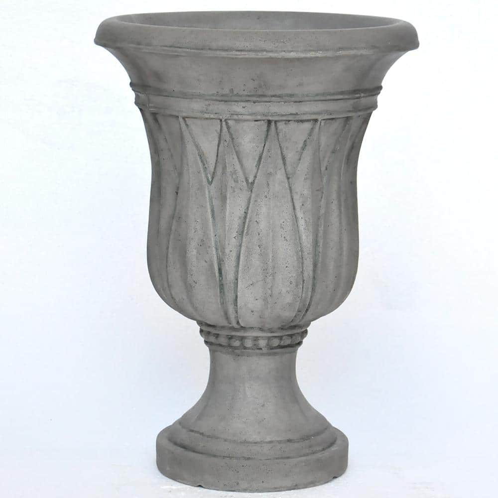 21 in. H. Granite Cast Stone Fiberglass Sharp Leaf Urn - Hercitys