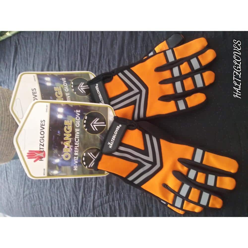 2XL Orange Reflective Microfiber Industrial Safety Gloves - Hercitys