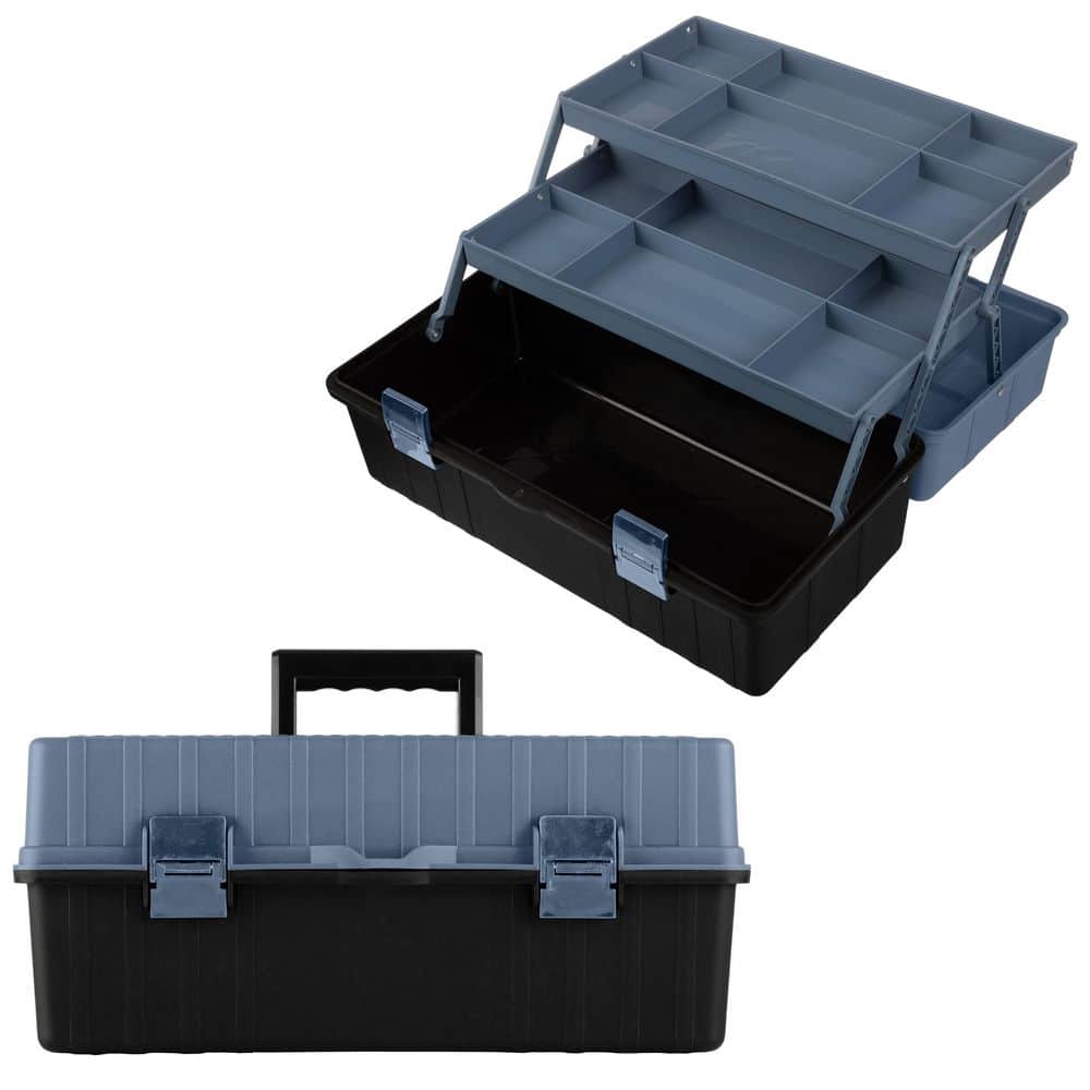15. 94 in. L x 8.46 in. W Portable Tool Box Organizer Gray - Hercitys
