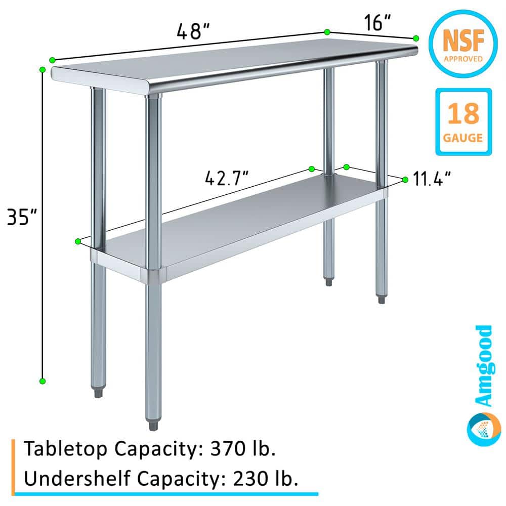 16 in. x 48 in. Stainless Steel Table - Hercitys