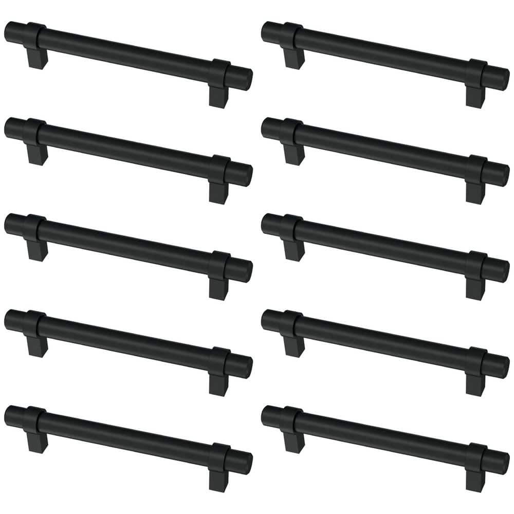 10-Pack Simple Wrapped Bar 5-1/16 in. (128 mm) Classic Matte Black Cabinet Drawer Pulls - Hercitys