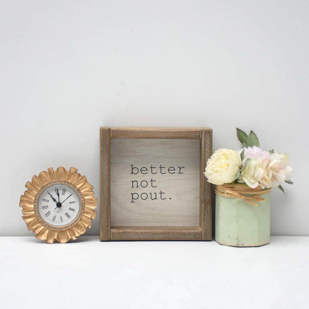 5.87 5 in. Better Not Pout Rustic Wood Christmas Tabletop Sign - Hercitys
