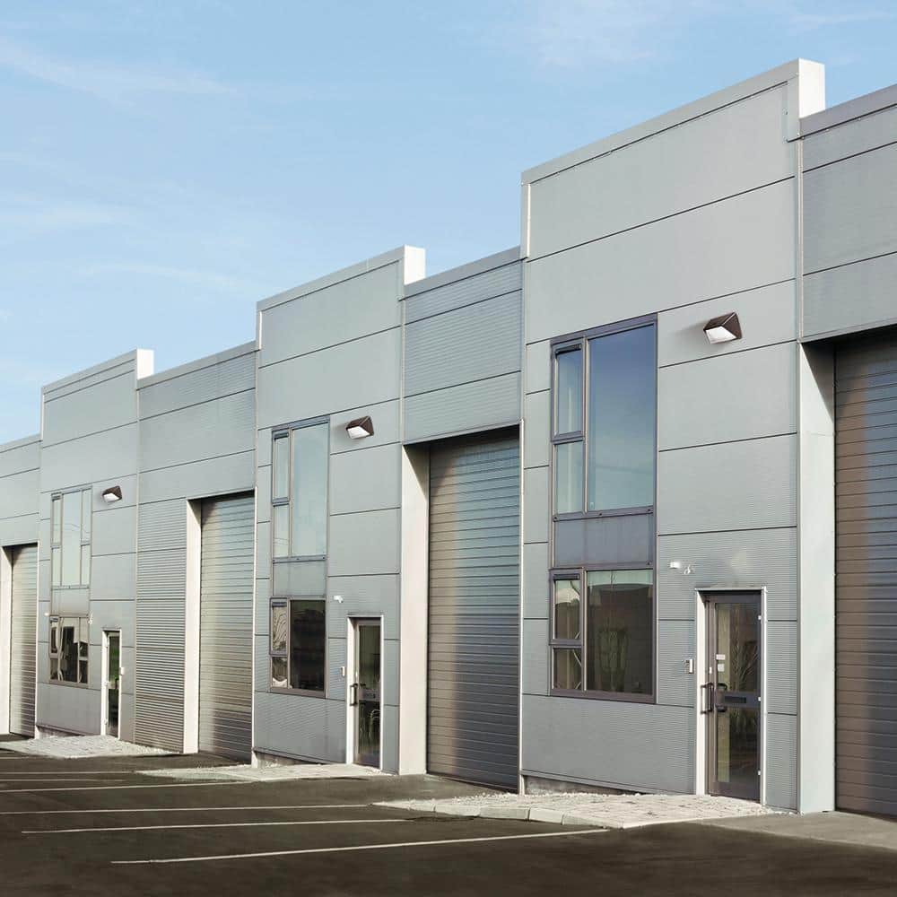 250W Equivalent Integrated LED Bronze Outdoor Commercial Refractor Wall Pack Light, 10,000 Lumens, 4000K, Dusk-to-Dawn - Hercitys