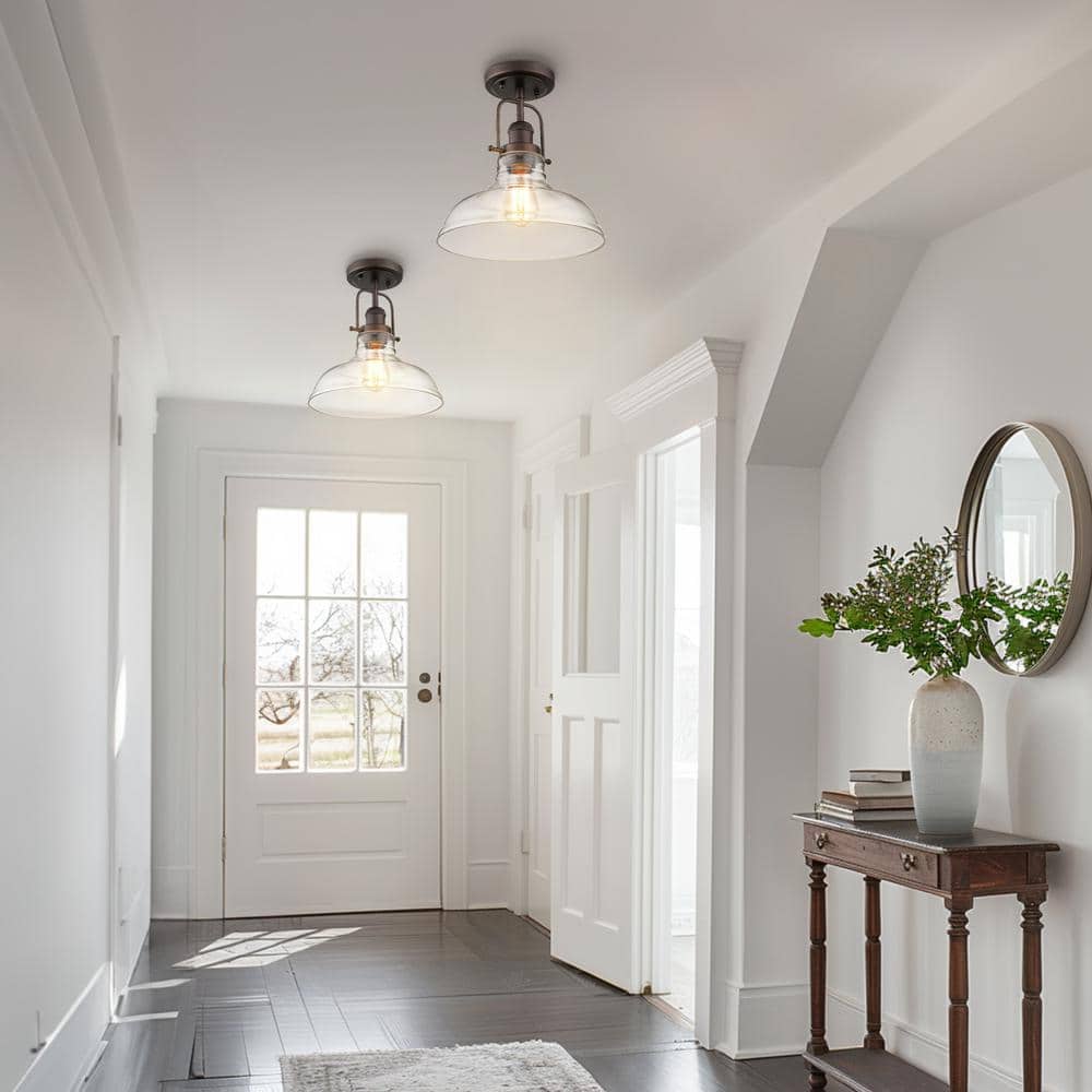 11 in.1-Light Oil Rubbed Bronze Finish With Clear Glass Semi-Flush Mount Light - Hercitys