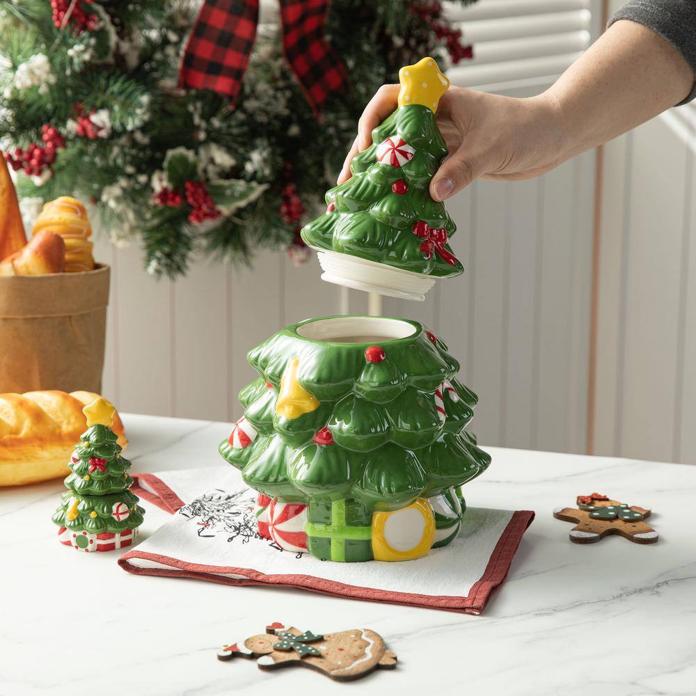 3-Piece Dolomite Christmas Tree Cookie Jar Set - Hercitys