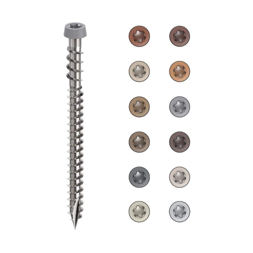 #10 2-1/2 in. 316 Stainless Steel Star Drive Gray Composite Deck Screws (350-Count) - Hercitys